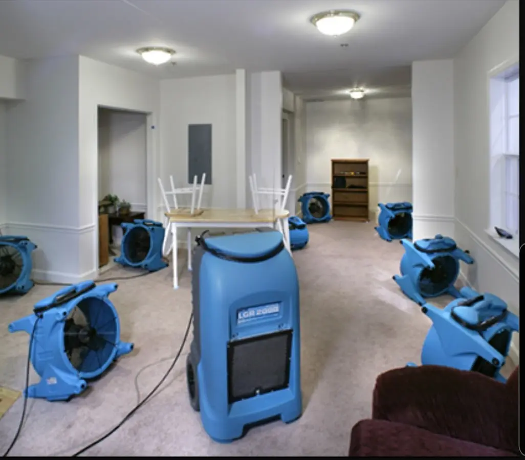 Air movers and dehumidifier setup for Water Extraction & Removal in Jefferson