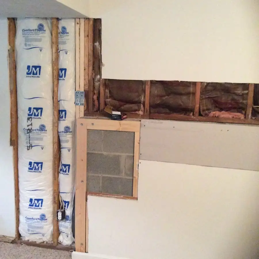 Wall insulation replacement during Basement Flood Cleanup in Jefferson